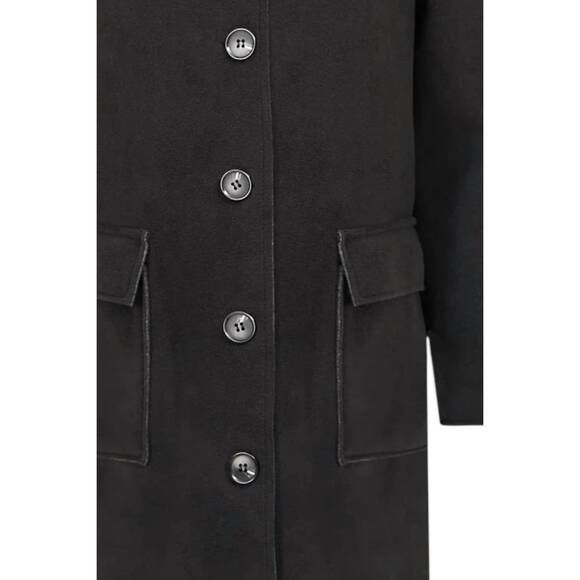 NEW M MADE IN ITALY women's woven hooded button long coat in black